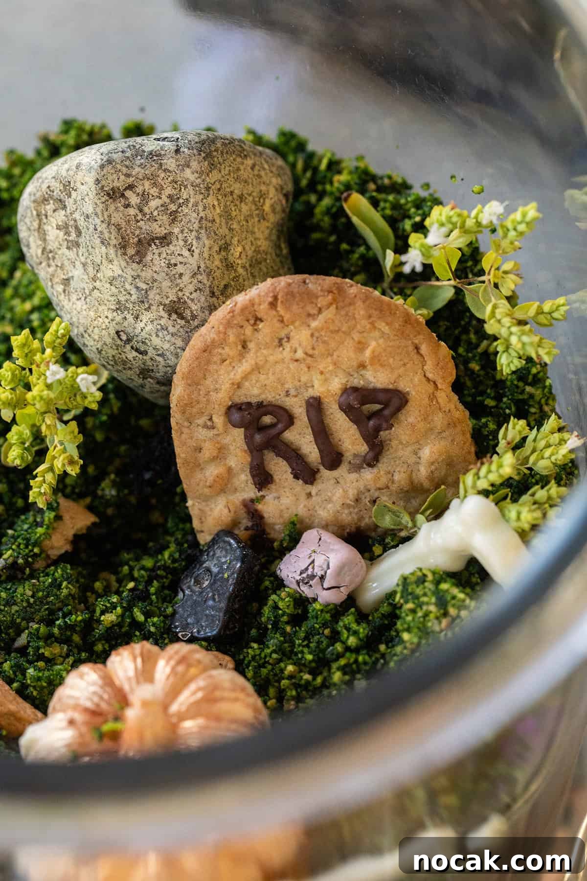 DIY Edible Halloween Terrarium: Spooky Candy Garden Tutorial 7 Halloween dessert made to look like a cemetery.