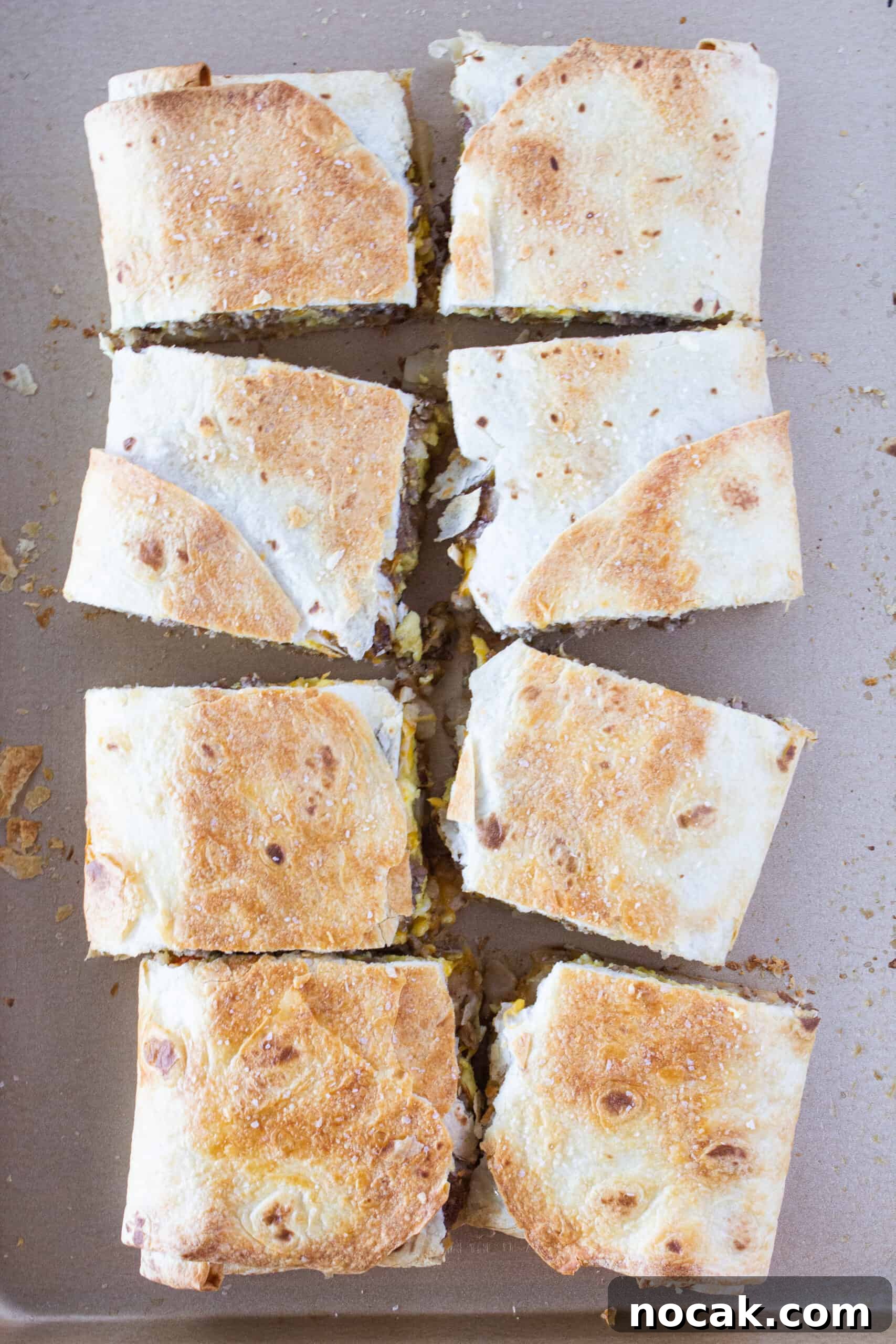 Sheet Pan Breakfast Quesadillas Recipe featured by top US food blogger, Practically Homemade