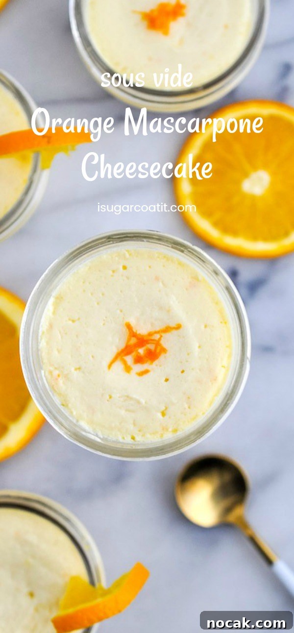 Orange Mascarpone Cheesecake Made Sous Vide: Silky, Zesty Slice 6 Single-serve jars of ginger cookie base and velvety, light-as-air Sous Vide Orange Mascarpone Cheesecake made with Tre Stelle Mascarpone.