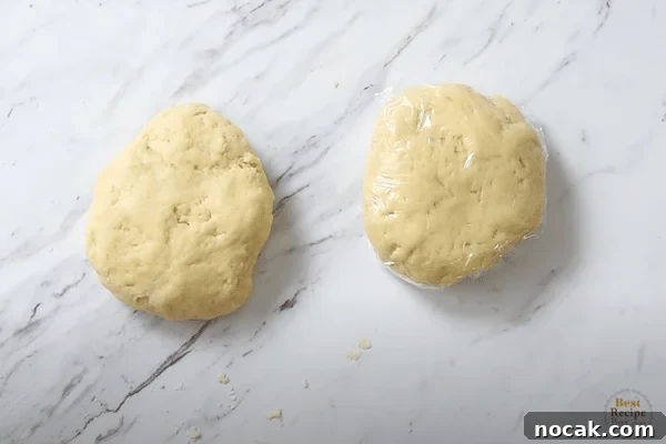 Dough divided into two discs