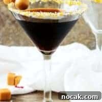 Salted Caramel Coffee Martini in sugar rimmed glass.