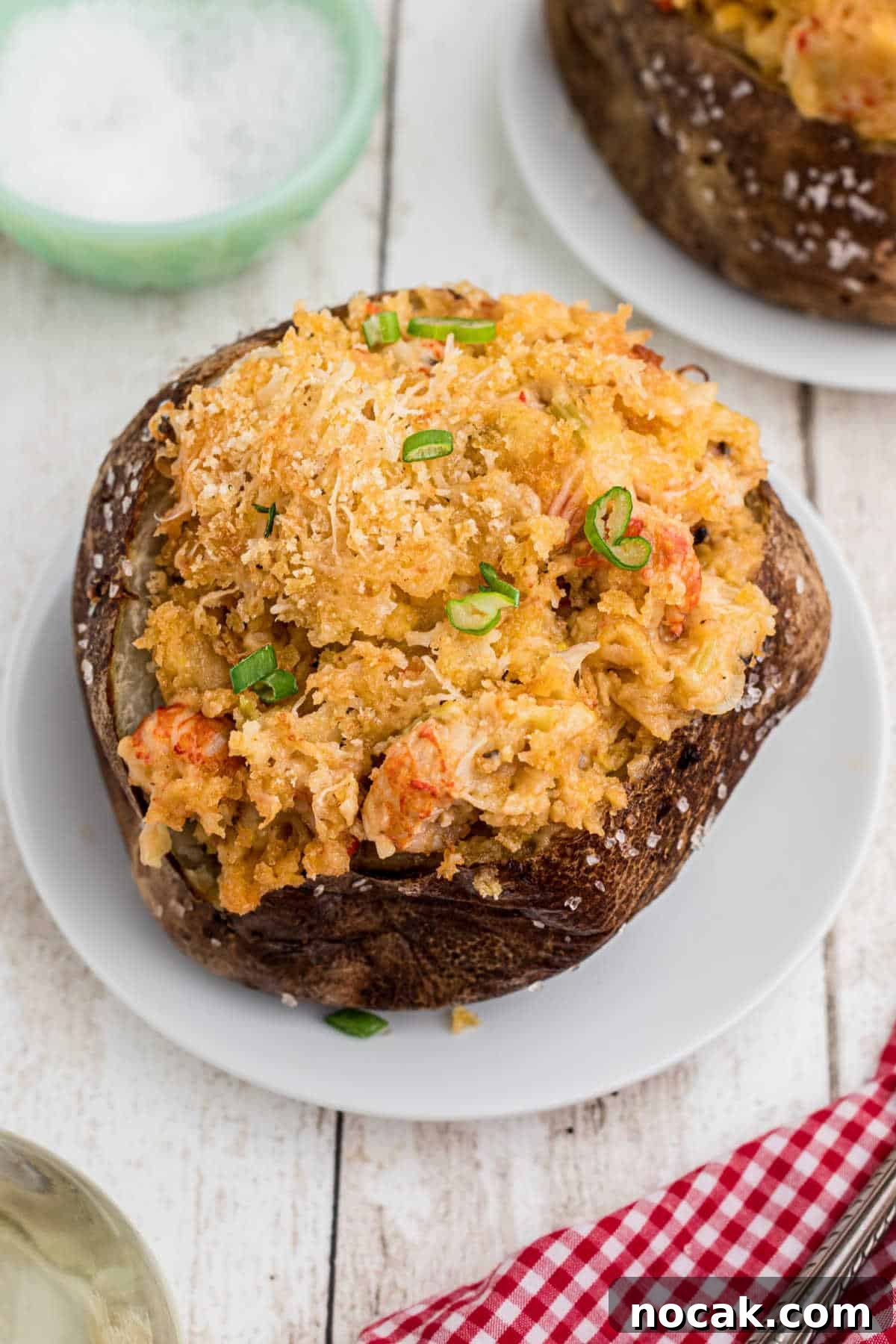 Crawfish-Stuffed Baked Potato Recipe 6 A baked potato stuffed with crawfish au gratin.