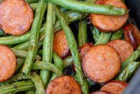 Crispy Air Fryer Green Beans with Smoked Sausage