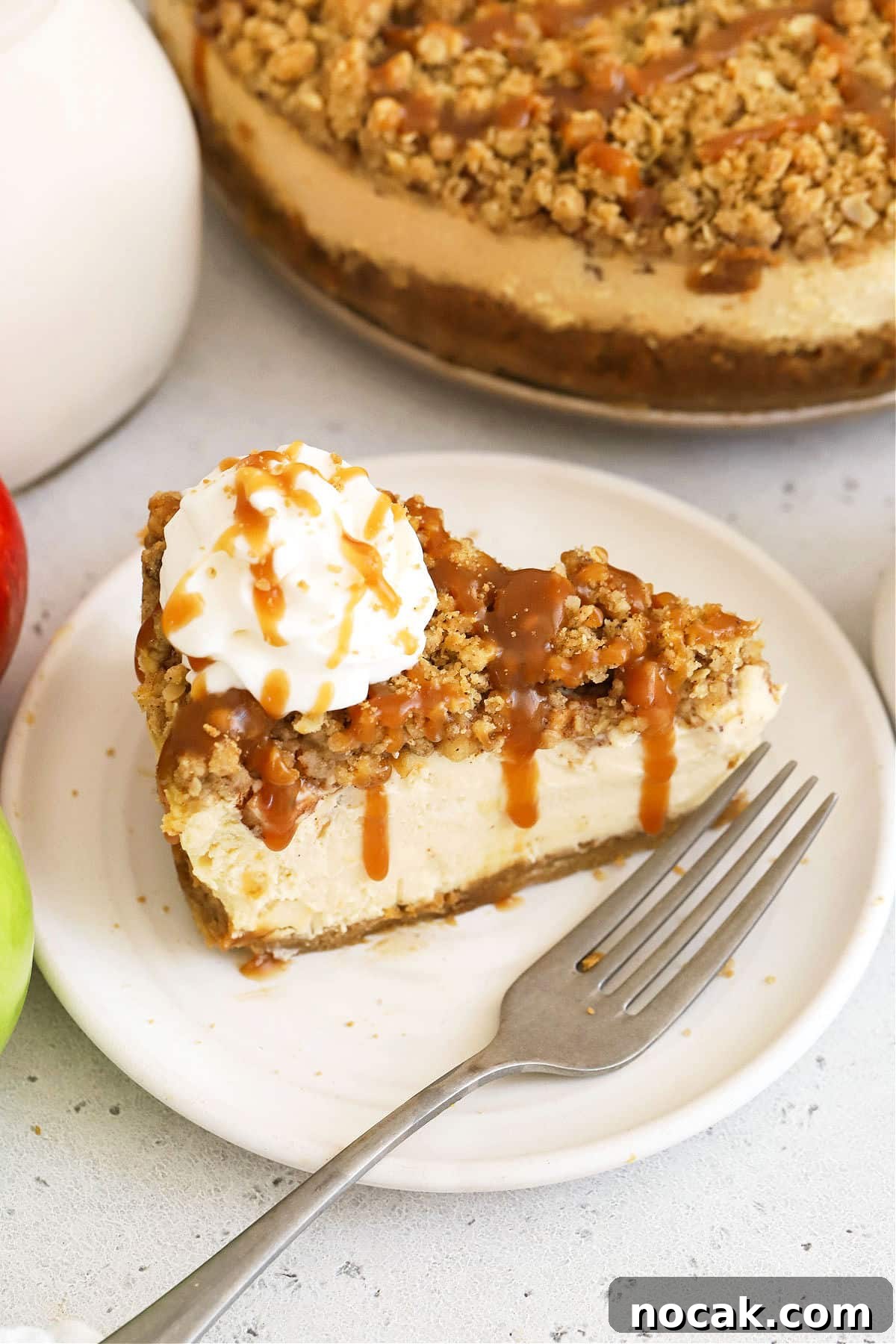 Gluten-Free Caramel Apple Cheesecake Recipe 7 gluten-free caramel apple cheesecake topped with whipped cream