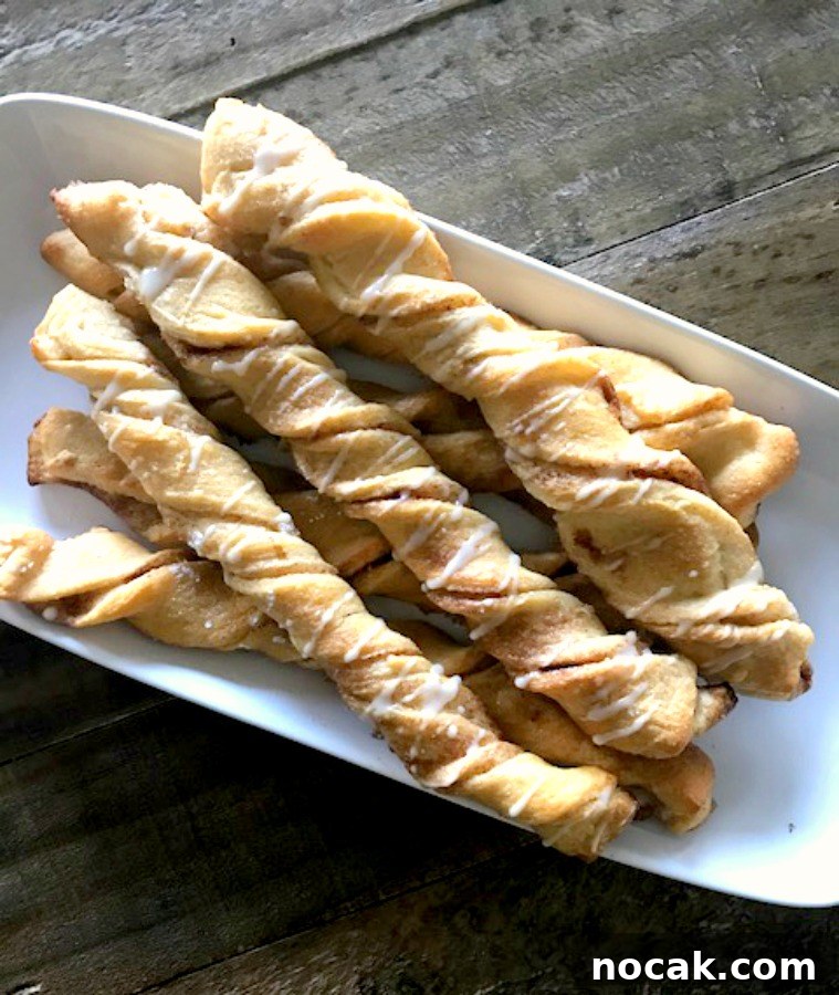 Cinnamon crescent twists on a plate