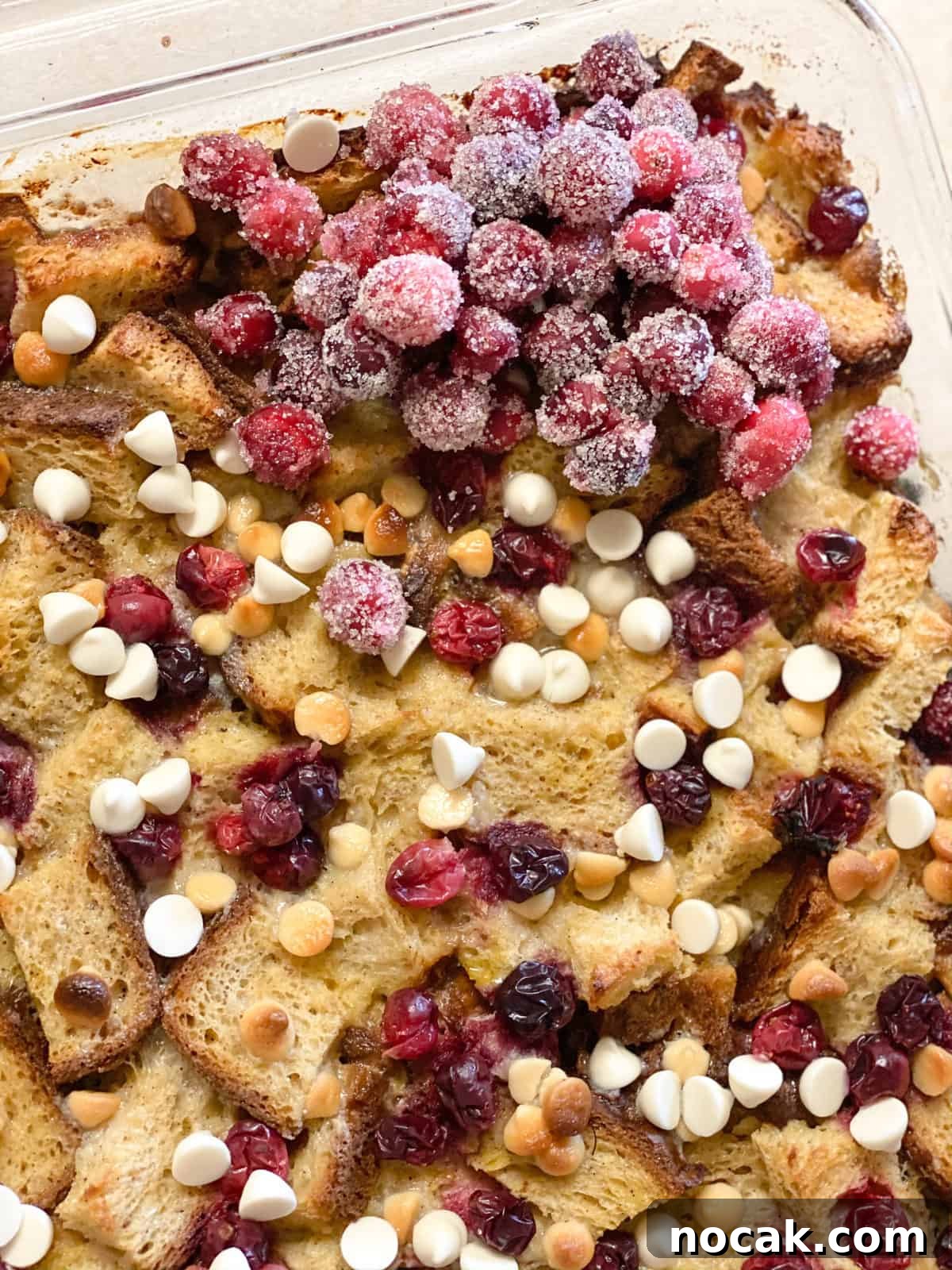 Gluten-Free French Toast Casserole with Cranberries & White Chocolate gluten-free French toast casserole with sugared cranberries