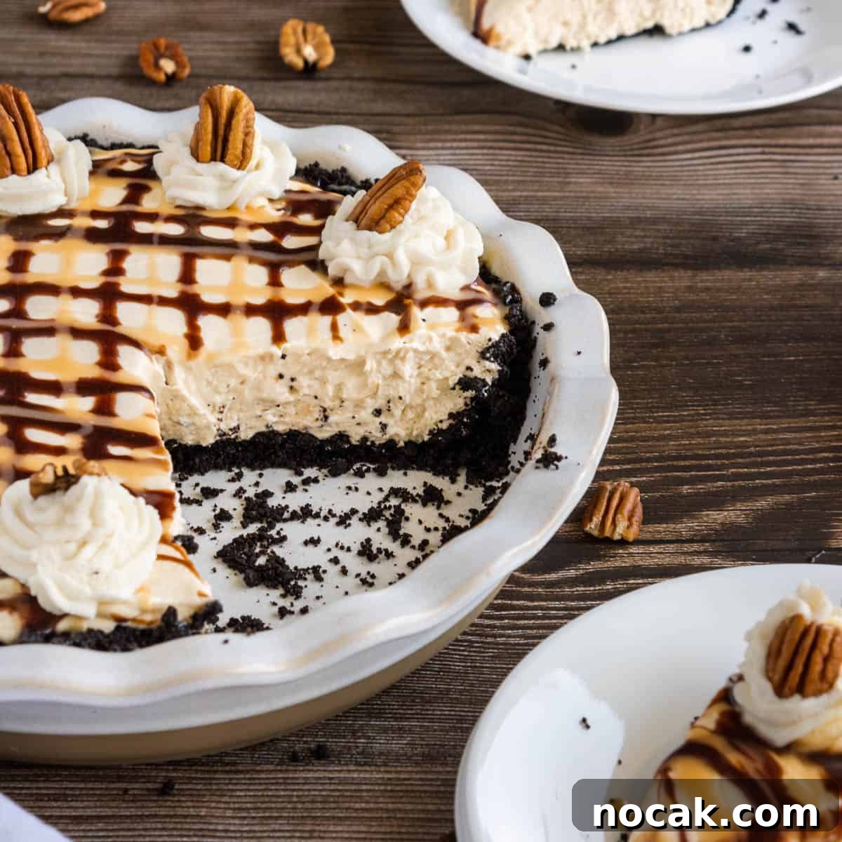 How to Meal Prep Your Thanksgiving Dinner 10 Turtle pie that's been sliced into.