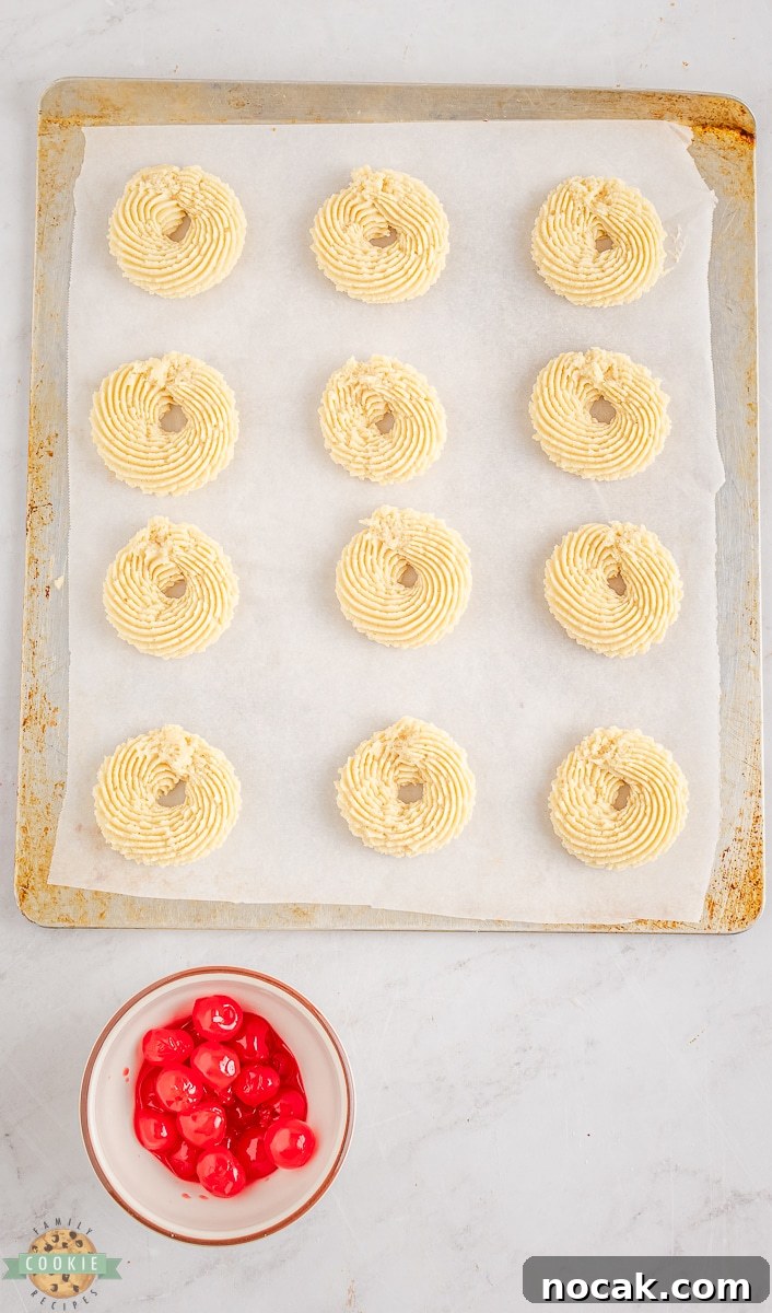 Cherry Butter Cookies Recipe: Soft Homemade Cookies 5 piped cherry butter cookies