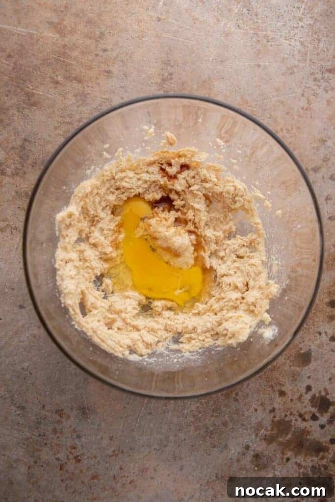 Bakery-Style Soft and Chewy Chocolate Chip Sugar Cookies 4 Creamed butter and sugar with egg added for cookie dough