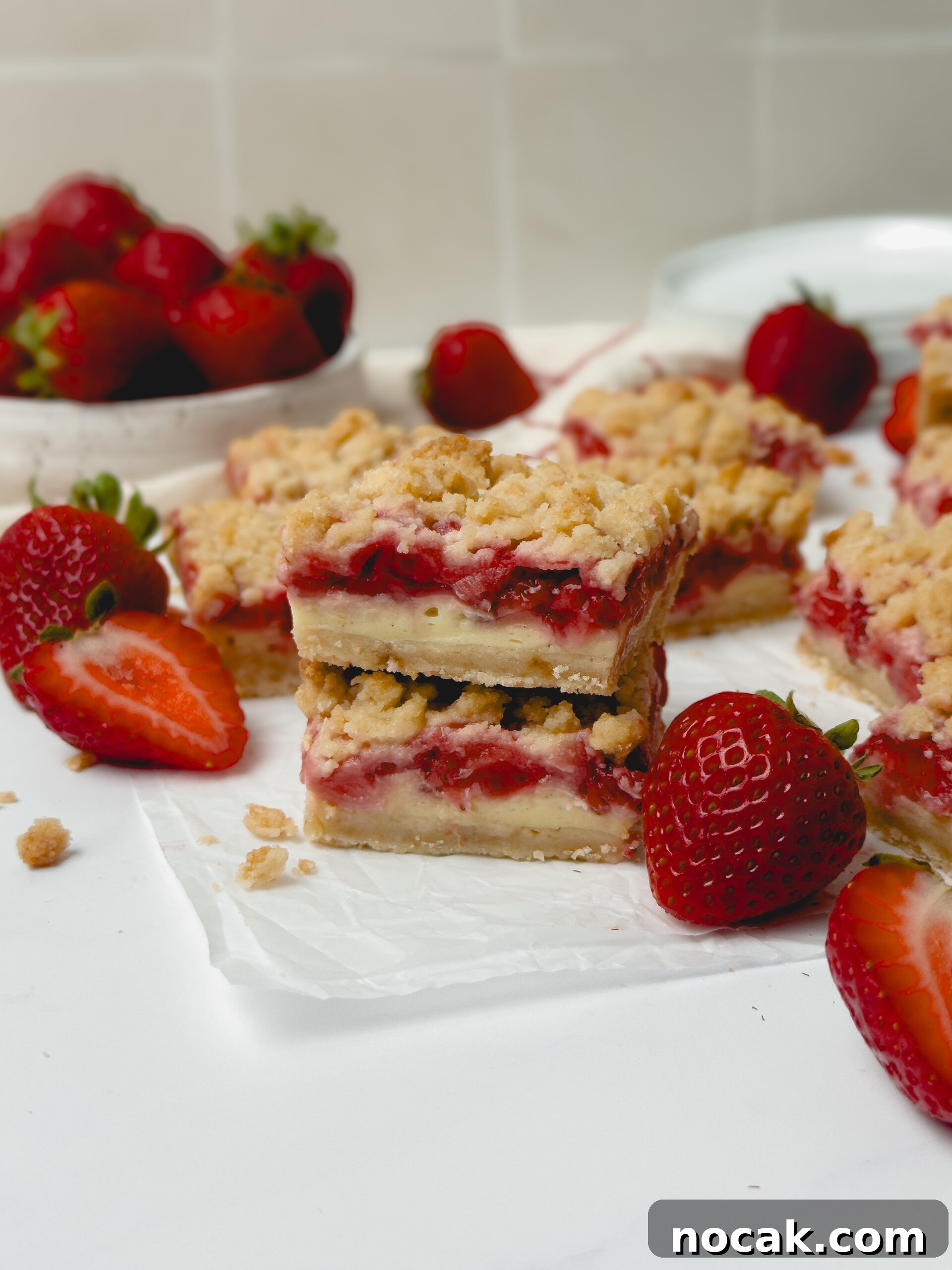 Homemade Strawberry Crumb Bars Recipe 7 Close-up of bars