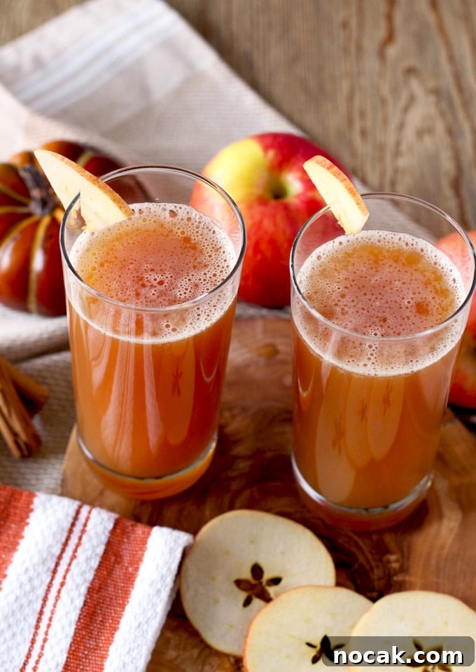Harvest Shandy: Autumn Apple Beer Cocktail 5 Two tall glasses with harvest shandy garnished with apple slices
