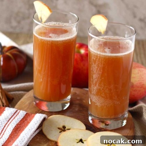 Harvest Shandy: Autumn Apple Beer Cocktail 6 Two tall glasses with harvest shandy garnished with apple slices