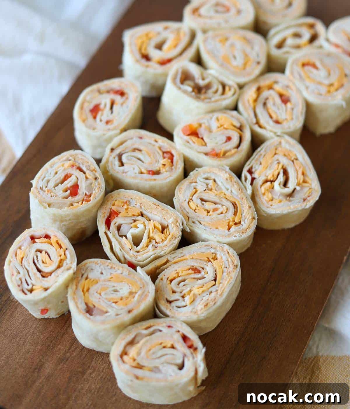 Turkey Pinwheels on platter.